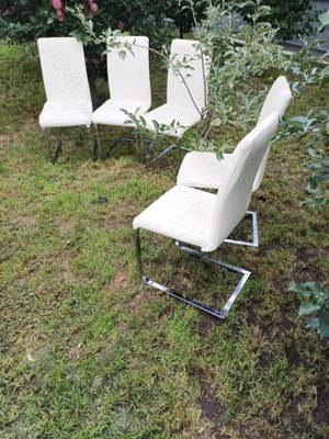 Set  de 11 scaune cu picior cromat .