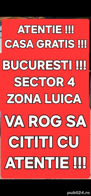 CASA GRATIS Sect.4 LUICA 2 Camere Necesita Renovare