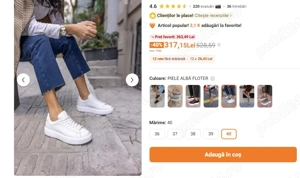 Adidas piele naturala, alba cu talpa groasa, mar. 40 - 26 cm  - imagine 5