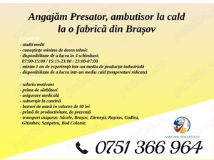 Angajăm Presator, ambutisor la cald