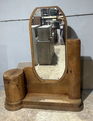 Toaleta de machiaj Vintage Stil ArtDeco cu Oglinda; Comoda din Lemn