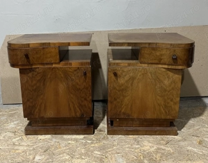 2 buc Noptiera Vintage Stil ArtDeco; Mic Dulap din Lemn