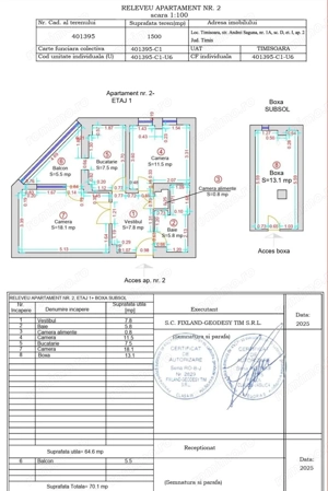 Vând apartament cu 2 camere   64 mp utili, etaj 1, balcon pe colț + boxă înaltă înscrisă în CF - imagine 14