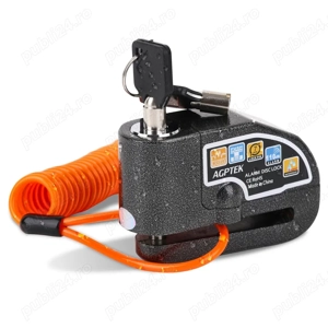 AGPTEK Blocator disc de frână pentru motocicletă, sistem de alarmă.