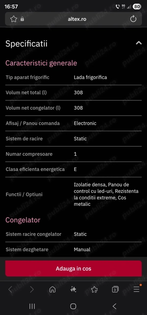 Vand lada frigorifica Arctic, alba, capacitate 308 litri - imagine 3