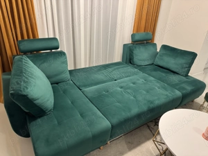 BlackFriday Vând colțar formă U verde smarald + cadou draperiile