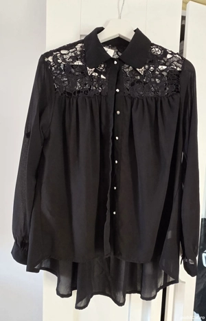 Cămașă damă elegantă neagră cu dantelă