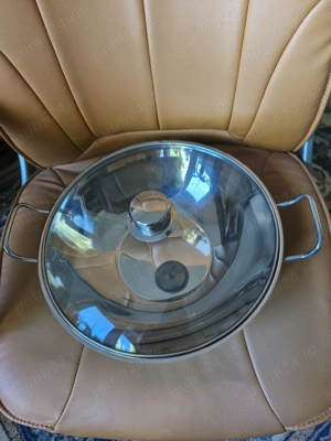 Wok inox cu capac sticla - imagine 2