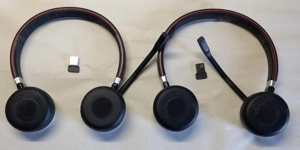 2 perechi de căști Jabra Evolve 65, cu adaptoare (dongle), stare bună, funcționale - imagine 3