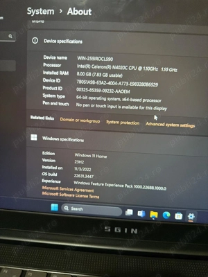 Laptop SGIN 15.6    Intel Celeron N4020   8GB RAM   256GB SSD   Win 11  - imagine 2