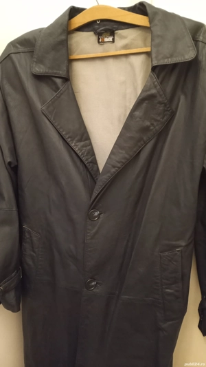 Haina Lunga Piele Jordache Made USA BleumarinNegru Extra Large Piele minusa Cordon Perfecta Stare - imagine 5