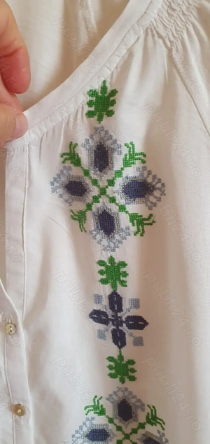 Bluza dama bumbac broderie Esprit S alb - imagine 4