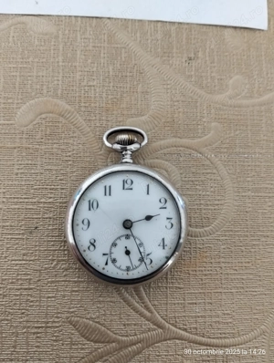 Ceas de buzunar elvetian 1882-1907 din argint Sterling 935.