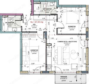 3 camere, etajul 2, 2 bai, comision 0, Terra Gardens  - imagine 4
