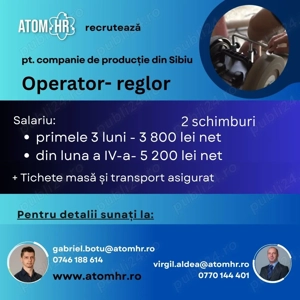 Angajăm Operatori- reglori 