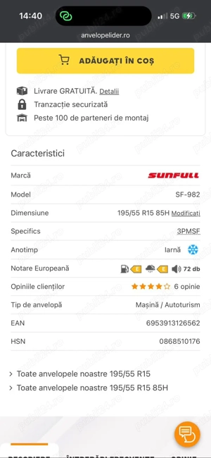 Anvelope Iarna SUNFULL SF-982 195/55 R15 85 H - imagine 13