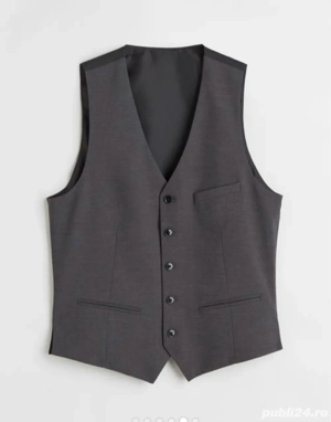 Vestă de costum Slim Fit H&M gri, mărime 36 (S M)