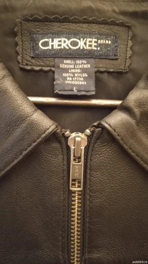 CHEROKEE Giaca Piele Fina Naturala Neagra Noua Lux De Dama Made USA Large Calitate Extra Pret 325Lei - imagine 4