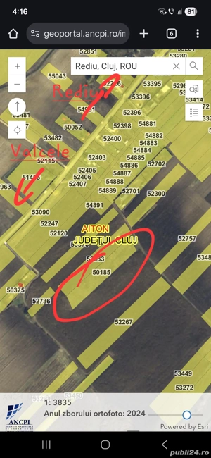 Vand teren extravilan, 4300mp, Rediu Cluj