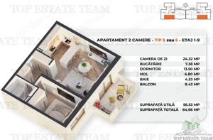 SUPER-PRET Apartament 2 camere  bloc nou zona Antiaeriana - imagine 2