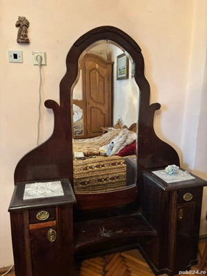 Toaletă Consolă de machiaj vintage cu oglindă mare   lemn 