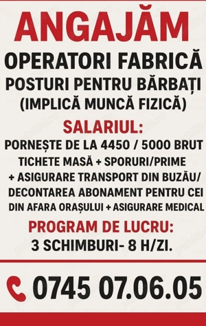 Muncitori necalificati  operatori fabrica