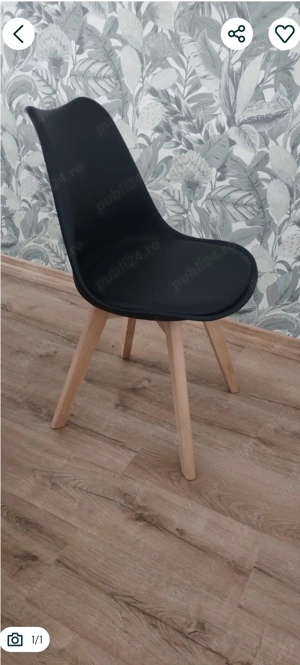 Scaun imitație piele cu lemn