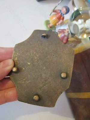 cadou rar Cruce Cina cea de taina Isus +12 apostoli bronz Weinert 1960 - imagine 4