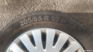 set 4 buc jenti tabla cu anvelope 205/55 R16 si capace originale vw - imagine 4
