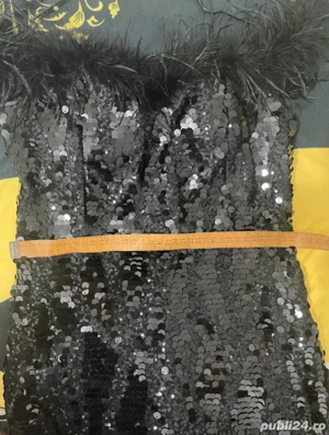 Rochie ocazie lunga neagra paiete - imagine 3