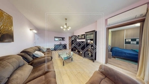 Ap.cu 3 camere, 2 bai si balcon, etaj intermediar, mobilat si utilat