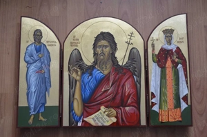 Icoana, Triptic, Pictat, Sf Ioan Botezatorul, Sf Ap Andrei, Sf Irina