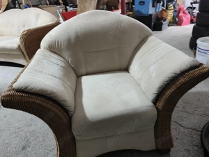 Canapea și fotoliu ratan natural