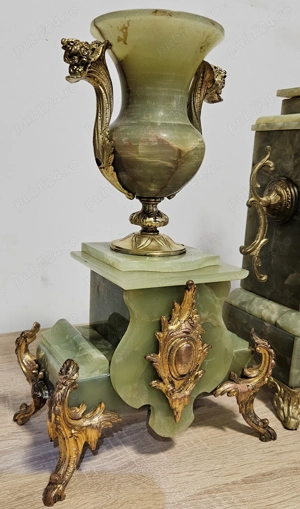 Ceas de semineu cu pendul Japy Freres - 3 piese Onix - imagine 2