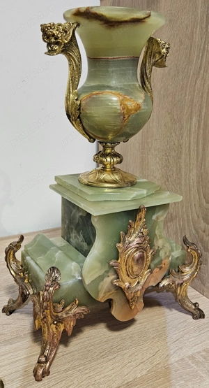 Ceas de semineu cu pendul Japy Freres - 3 piese Onix - imagine 4