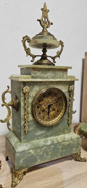 Ceas de semineu cu pendul Japy Freres - 3 piese Onix - imagine 3