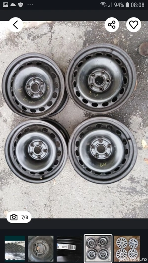 Jante Audi VW 16, gaura centrala normala sau mare, capace originale - imagine 2