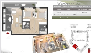 Apartament 3 camere spațios, amenajat, bloc nou, comision 0% - imagine 13