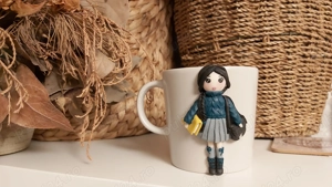 Cadou pentru fetite, sotie iubita cana papusa fimo - imagine 2