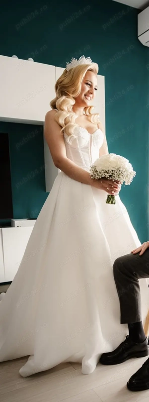 Vând rochie de mireasă, voal, diademă și cerc de 1.  - imagine 5