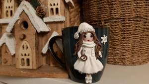 Cadou Craciun pentru sotie iubita cana papusa handmade