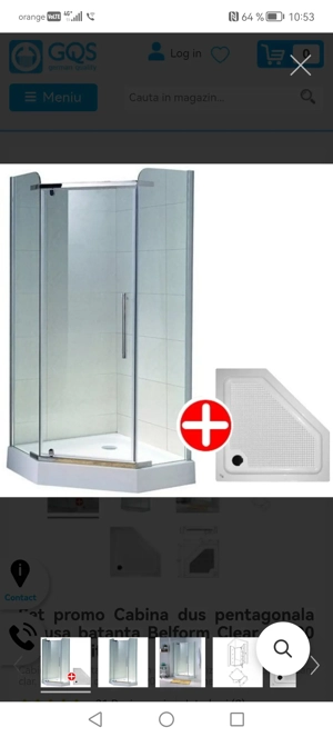 Vand cabina de dus pentagonala cu cadita