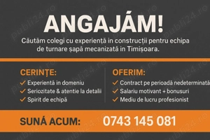 Anunț de Angajare: Muncitor Turnare Șapă Mecanizată