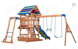 Loc de joacă copii cu leagăne și tobogan