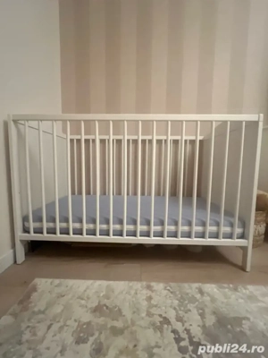 Patut Ikea cu saltea + scaunel copil