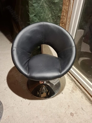 Scaune rotative din  piele ecologica cu picioare metalice pentru dining living. - imagine 2