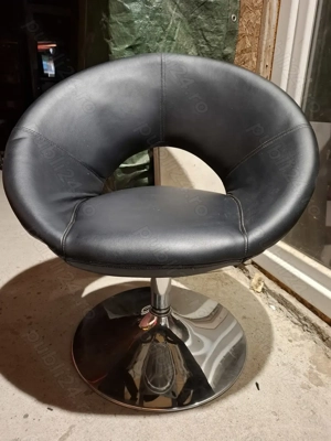 Scaune rotative din  piele ecologica cu picioare metalice pentru dining living. - imagine 3