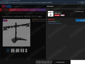 Suport birou 2 monitoare A+ SML224, 13''-27'', negru + Garantie 6 luni - imagine 2