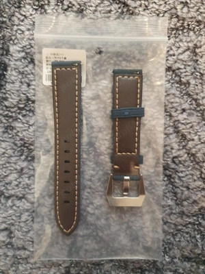 Curea ceas piele albastra 20mm cu sistem Quick release - imagine 2