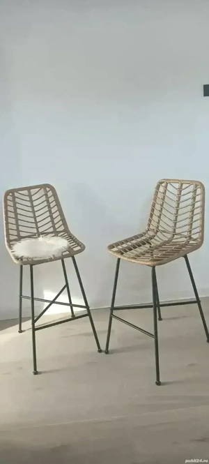 Set 2 scaune de bar natural 